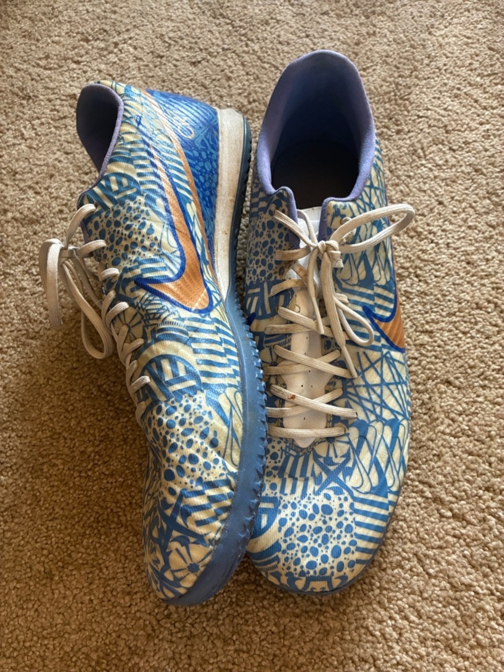 Nike Mercurial Vapor Academy Soccer Cleats Blue White Graphic Print size 13